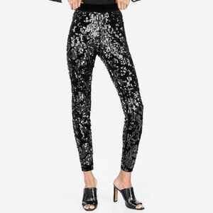 Express Black Sequin Leggings